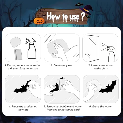 Halloween Laser Window Clings Decal - Double-Sided Ghost Bat Pumpkin Pattern, Style 2, 20 Pcs