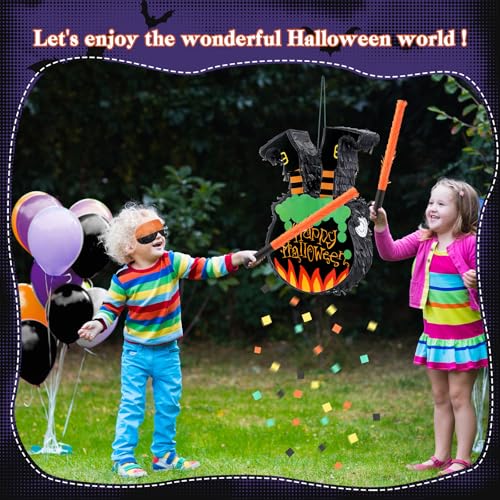 Halloween Witch Legs Piñata Set with Blindfold Bat & Confetti for Party Decorations