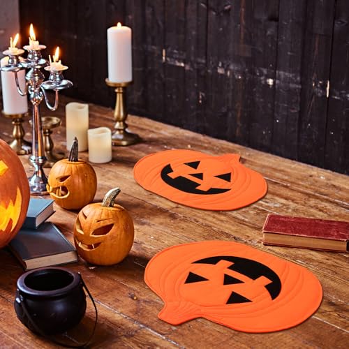 Halloween Pumpkin Placemat Set - Smile Variation, 4 Pcs Jack O Lantern Table Mats