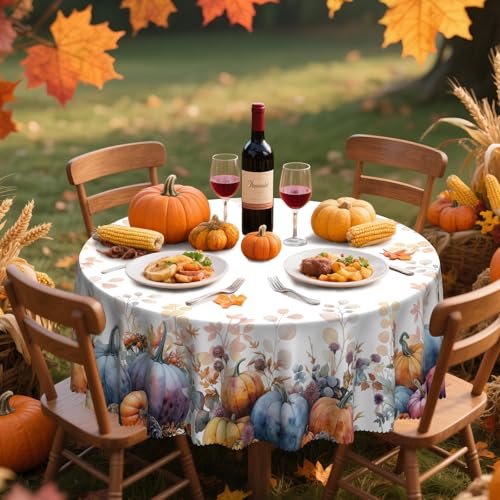 Blue Pumpkin Halloween Round Tablecloth 70 Inch Fall Decor
