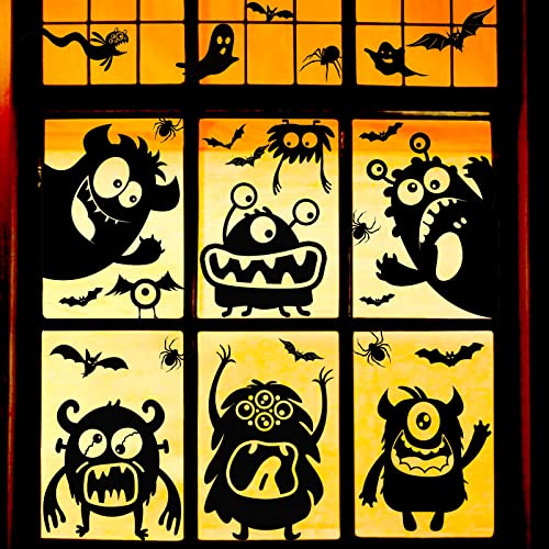 Monster Window Clings Halloween Decorations - Silhouette Stickers for Glass - Variation of Monster Window Clings