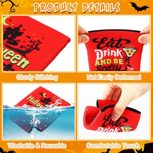 Halloween Beer Can Cooler Sleeves 24 Pack - Insulated 12 oz Drink Wraps