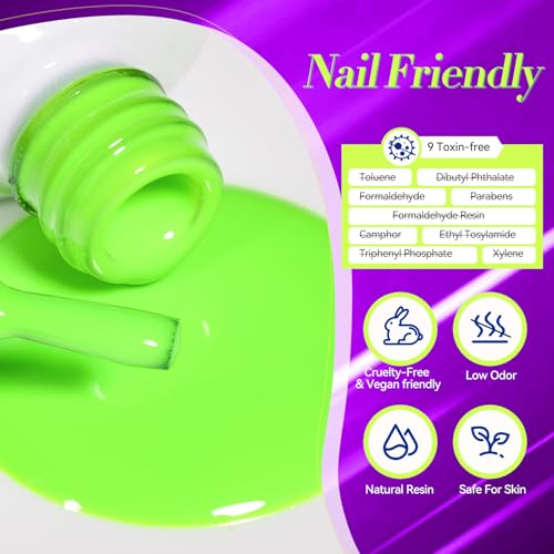 Neon Gel Nail Polish Set - Bright Rainbow Colors, Urban Vibe Variation
