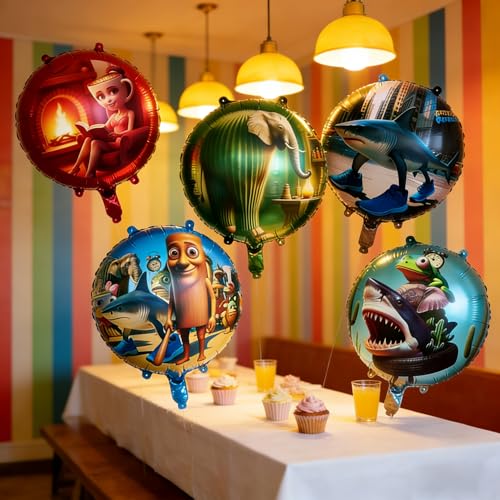 18 Inch Foil Balloons Party Decorations - Italian Brainrot Theme, 5-Pack