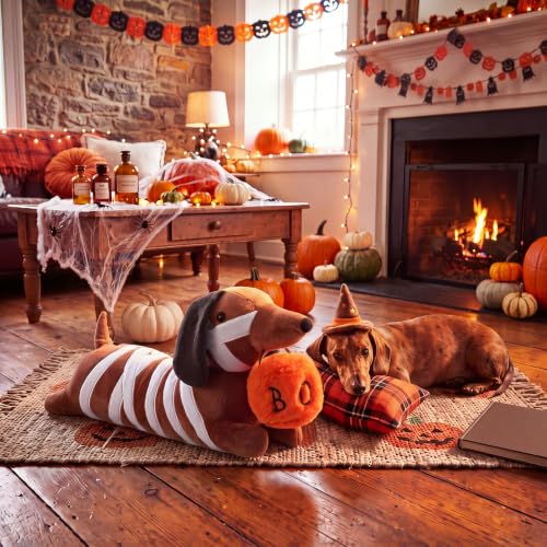 Halloween Mummy Dachshund Pillow - 19 Inch Cute Seasonal Decor - Variation of THIS listing