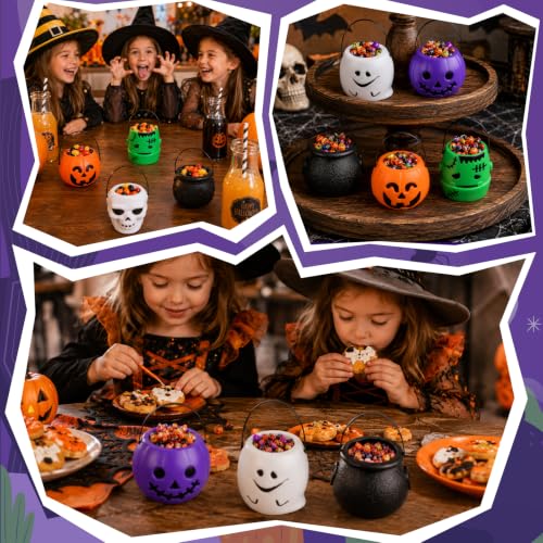 24 Pack Halloween Pumpkin Candy Buckets for Trick-or-Treating & Parties