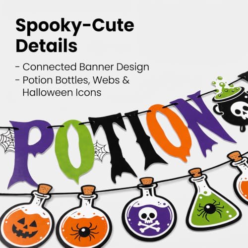 Halloween Potion Bar Banner & Bottle Garland Party Decorations - 2 Pieces