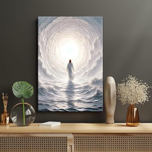 Jesus Wall Art Canvas - Walking on Water Biblical Religious Decor 12x16in - Variation: Canvas1