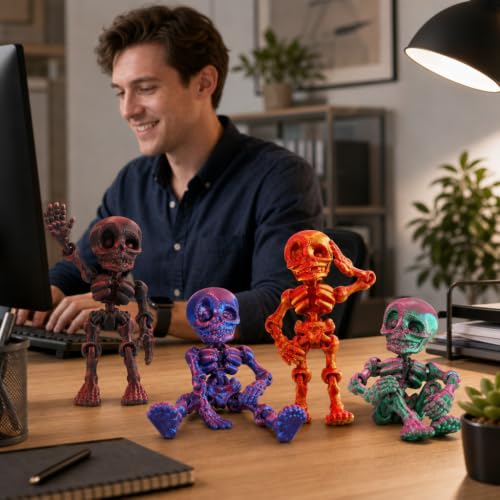 3D Printed Skeleton Figurines Set - Articulated Joints Halloween Decor & Collector Items