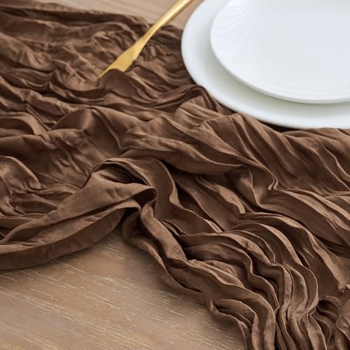 12 Pack Brown Cheesecloth Table Runner 10FT Fall Boho Wedding Home Decor