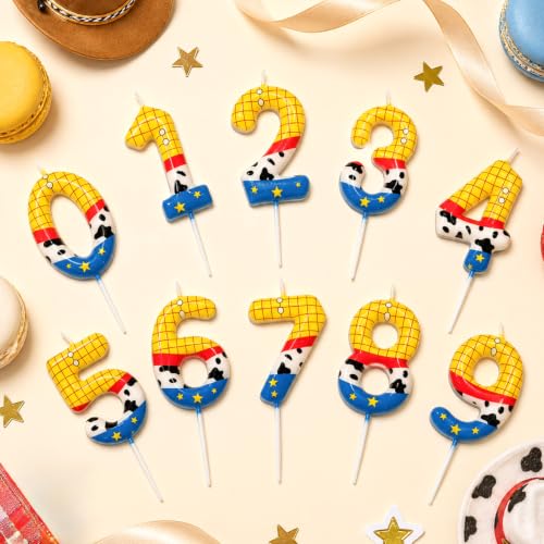 Yellow Number Birthday Candles for Cake Topper - Blue & Yellow 6