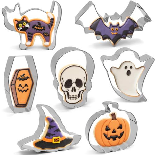 Halloween Cookie Cutter Set of 7 - 3 Inch Stainless Steel Shapes for Baking & Crafts