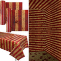 200 Ft Creepy Carnival Halloween Tablecloth Roll - Red & White Stripes, Circus Design