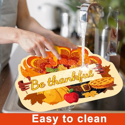 Thanksgiving Placemats Set of 6 Fall Table Decor Waterproof & Washable