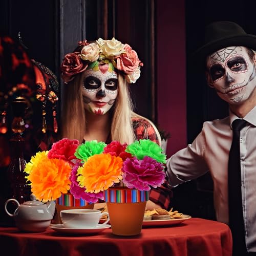 Mexican Vase Set - 9 Fiesta Centerpieces with Stripes - Table Decorations