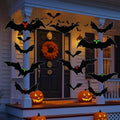 Halloween Hanging Bat Decorations Outdoor - 16 Pack Glowing Eyes Black Variation