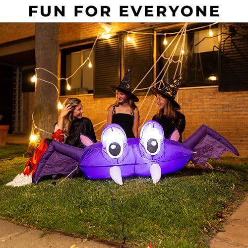 Inflatable Halloween Car Decoration Kit 6 FT Bat with Built-in Lights - Outdoor Yard Lawn Decor - 1 Pack