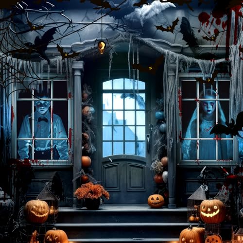 Halloween Ghost Window Curtains Set - Spooky Decor for Indoor & Outdoor Halloween