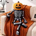 Halloween Pumpkin Skeleton Throw Pillow - Plush Decor 39x19 Inches