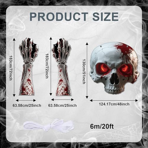 Halloween Skull Door Banner Set with Bloody Skeleton Garlands - Gothic Porch Decorations for Haunted House & Party