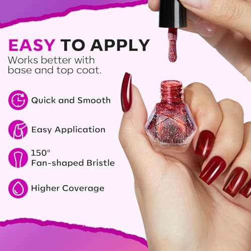 Fall Nail Polish Set - 6 Color Glitter & Shimmer Collection - Night Variation