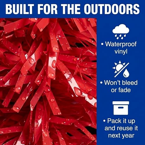 Red Vinyl Twist Garland for Parade Floats & Holiday Decorations - 4" x 25'