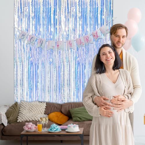 Iridescent Foil Fringe Curtain Backdrop for Parties - 39.4"w x 78.7"l, Pack of 20 - Pink Theme