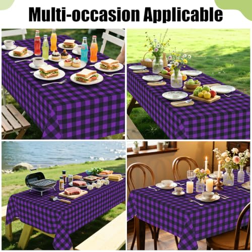 Halloween Vinyl Tablecloth 60x102 Inches with Flannel Backing - Black & Purple