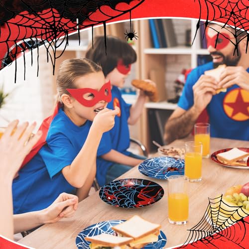 Disposable Spider Web Paper Plates - 7 Inch, 60 Pcs, Festive Party Dinnerware - Variation: Spider
