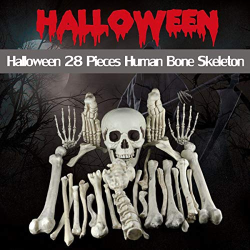 Halloween Skeleton Bones and Skull Decor Set - 28 Pieces Spooky Graveyard Ground Decoration - Variation of THIS Listing