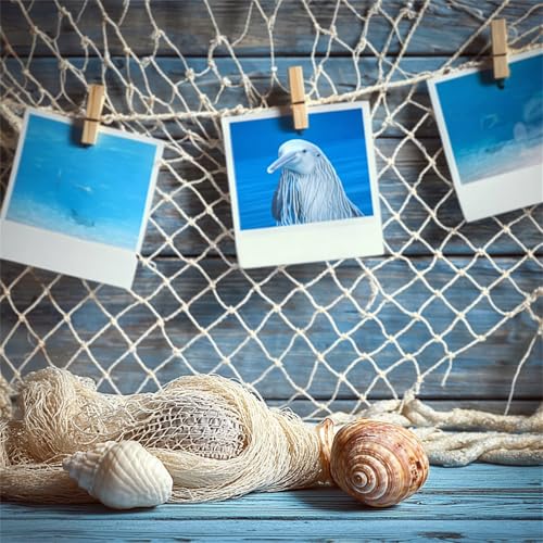 2 Pack Nautical Cotton Fish Net Decorations - 4x6.6 Ft Beach & Party Backdrop (Variation 2)
