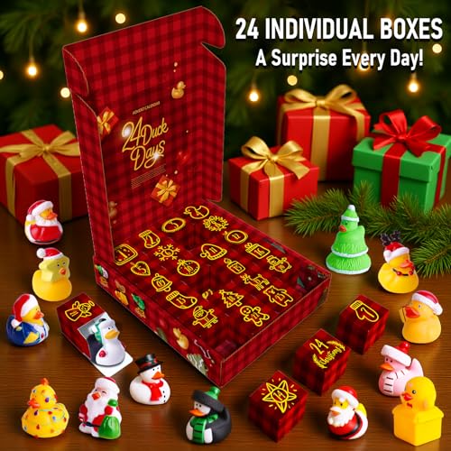 Intever Advent Calendar Christmas 2026 - 24 Days of Surprise Rubber Ducks - Holiday Countdown