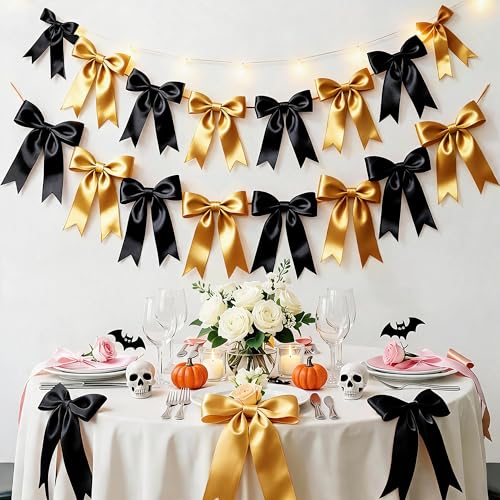 Black Gold Bow Garland Banner Decorations for Party & Home - 2 Strings Variation of THIS Listing