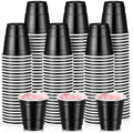 Disposable Plastic Shot Cups - 2oz Mini Glass Cups, Black, 200 Pack, Stackable