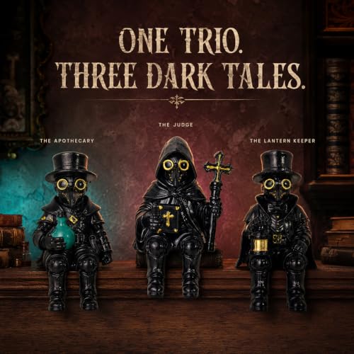 Halloween Plague Doctor Figurines Set - Gothic Resin Shelf Decor, 3 Pieces