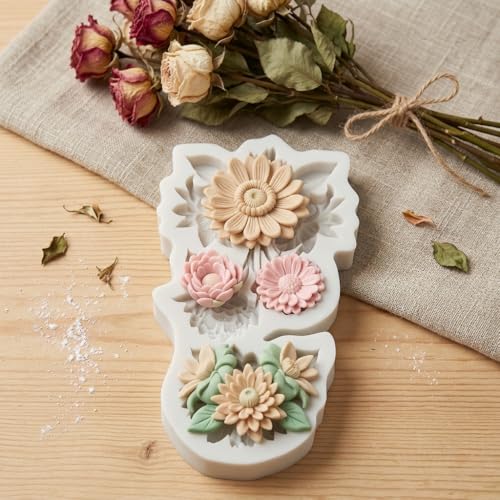 Flower Silicone Mold for Cake Decorating Peony Dahlia Chrysanthemum Style L