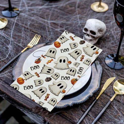 White Halloween Paper Napkins 100Pcs Horror Pumpkin Ghost Decorations