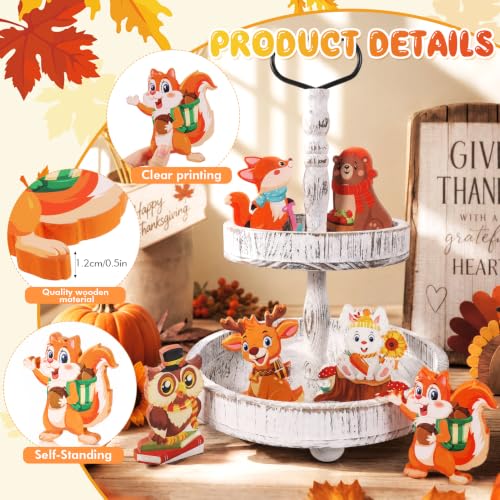 Fall Wooden Animal Decorations Set - Woodland Critters for Autumn Decor