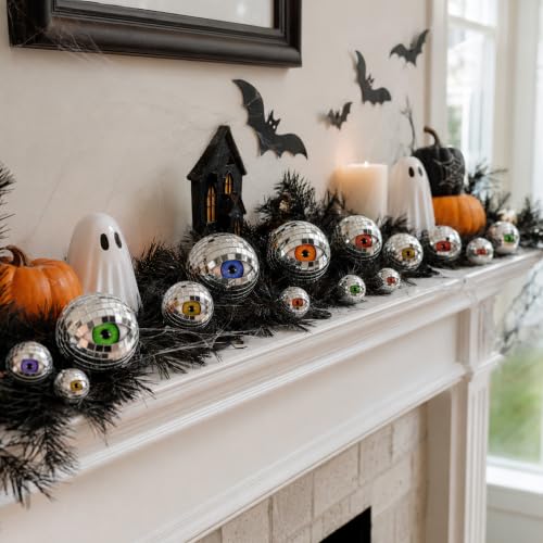 Halloween Disco Eyeballs Set - 25 Multicolor Glitter Foam Decorations