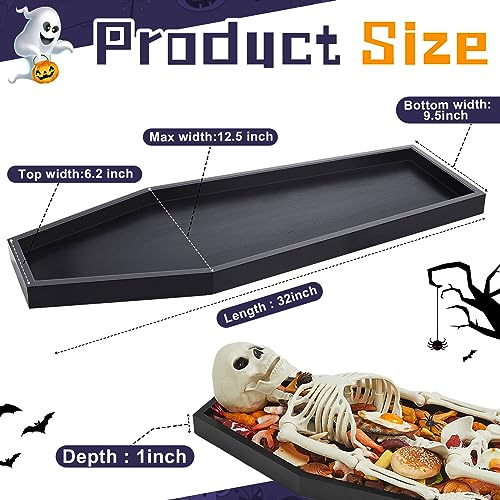 Halloween Charcuterie Board Coffin Tray - Large Wooden Gothic Serving Platter - Black, Basic Style