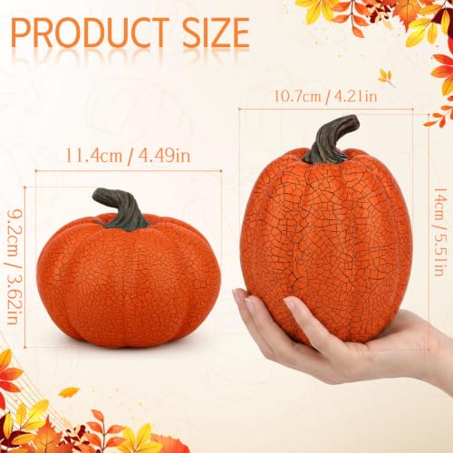Yellow Fake Resin Pumpkin Decor Set - 2 Pieces Fall Halloween Thanksgiving