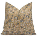 Mustard Block Print Linen Pillow Cover 16x16 Throw Cushion with Zipper