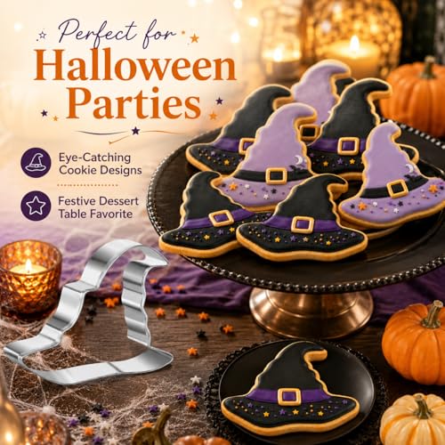 Large Halloween Witch Hat Cookie Cutter Stainless Steel 2.72x2.17 Inches
