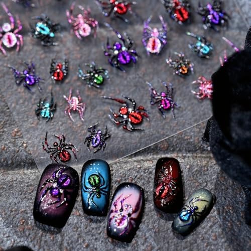 Halloween Nail Stickers 3D Spider Embossed Decals - Spring-19 Variation