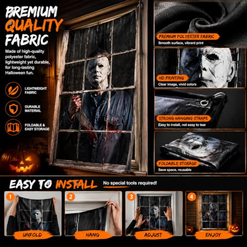 Halloween Horror Curtain Decoration - Black Window & Door Cover for Haunted House