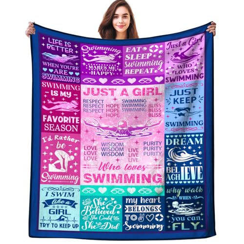 Swimming Gifts Blanket for Swimmers - 80x60 Plush Throw for Team & Kids - Swimming Stuff Variation of THIS listing