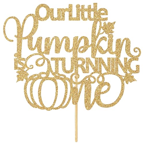 First Birthday Cake Topper Our Little Pumpkin is Turning One Halloween Fall Decor