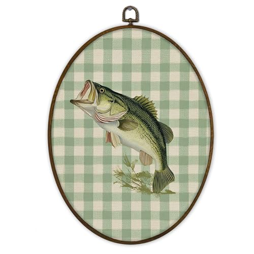 Fish Wall Art - Oval Canvas Frame, Nursery Decor for Kids Room - 11.3"L x 8.7"W - Fish1