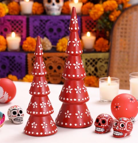 Mexican Christmas Decor Figurines - Boho Terracotta Santa & Reindeer Set