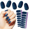 Nail Strips - Oceans Apart Dark Navy Glitter Design - 16 Double-Ended Gel Polish